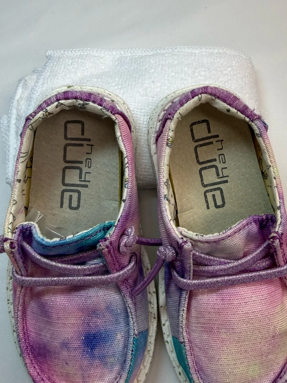 Hey Dude Kids (Toddler) Size 5-6 Tie-Dye Canvas Slip-Ons Pink Purple Blue EUC